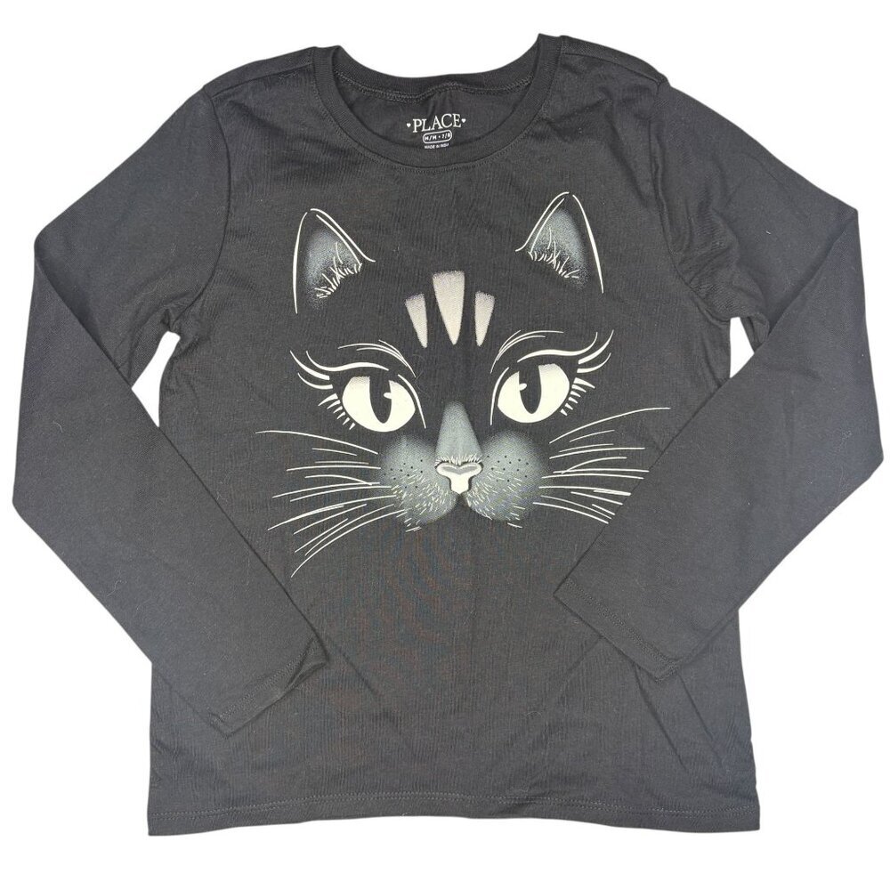 Children's Place Halloween Cat Graphic T-shirt Size Med 7-8 Purple - Picture 4 of 5